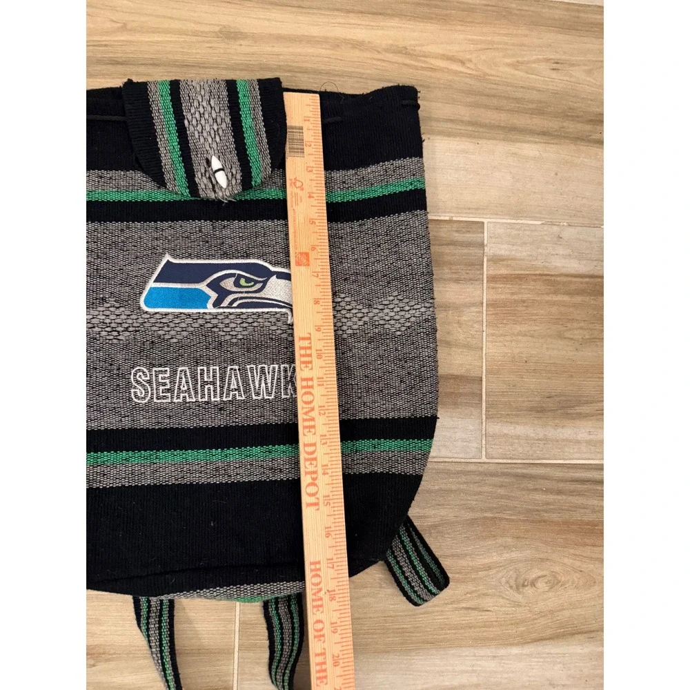 Seattle Seahawks Woven Baja‎ Backpack Striped Drawstring Bag NFL Fan Gear Black